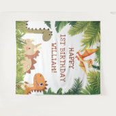 Schattigee Dinosaur Greenery Verjaardagsfeestje Ac Wandkleed (Voorkant (horizontaal))