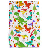 Schattigee Dinosaur Kerstcadeau Zak Medium Cadeauzakje (Achterkant)