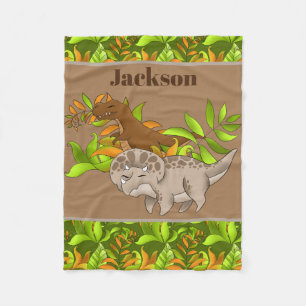 Schattigee Dinosaur liefhebbers voegen naam toe ba Fleece Deken