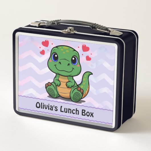 Schattigee Dinosaur Lunch Box – Naam toevoegen (Voorkant)