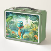 Schattigee Dinosaur Metal Lunch Box (Voorkant)
