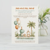 Schattigee Dinosaur Pool Party Verjaardagsuitnodig Kaart (Staand voorkant)