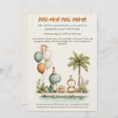 Schattigee Dinosaur Pool Party Verjaardagsuitnodig Kaart (Voorkant / Achterkant)