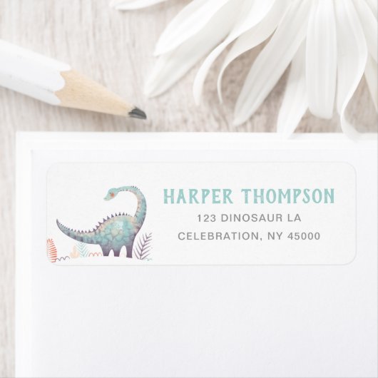 Schattigee Dinosaur retour label adres (Insitu)