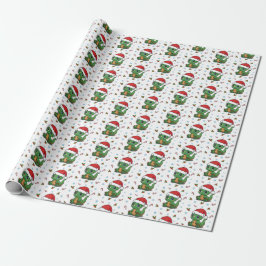 Schattigee Dinosaur Santa Hat Christmas Wrap Roll Cadeaupapier