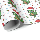 Schattigee Dinosaur Santa Hat Christmas Wrap Roll Cadeaupapier (Rol Hoek)