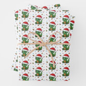 Schattigee Dinosaur Santa Hat Christmas Wrapping P Inpakpapier Vel (In situ)