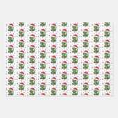 Schattigee Dinosaur Santa Hat Christmas Wrapping P Inpakpapier Vel (Voorkant)