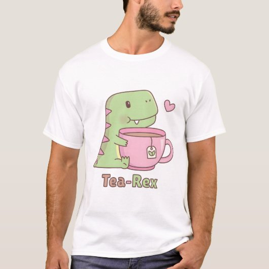 Schattigee Dinosaur Tea-Rex Knuffelen Teacup T-shirt (Voorkant)