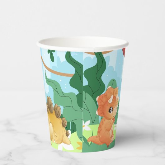 Schattigee dinosaurus 1e verjaardag Dino Party Papieren Bekers (Rechts)