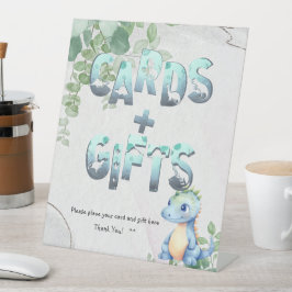 Schattigee Dinosaurus 1e Verjaardag Kaarten n Gesc Reclamebord Met Voetstuk