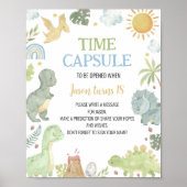 Schattigee Dinosaurus 1e Verjaardag Tijd Capsule T Poster (Voorkant)