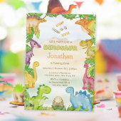 Schattigee Dinosaurus 1e Verjaardagsuitnodiging Kaart