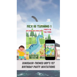Schattigee dinosaurus 1st Boy's Verjaardagsfeestui Kaart