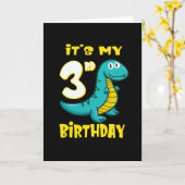 Schattigee Dinosaurus 3e Verjaardag Shirt Jongens Kaart (Gele Bloem)
