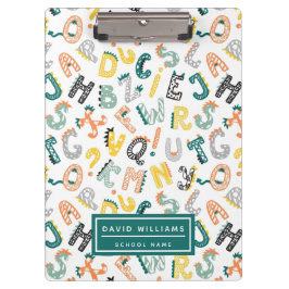 Schattigee dinosaurus alfabet patroon Kinder schoo Klembord