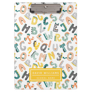 Schattigee dinosaurus alfabet patroon Kinder schoo Klembord