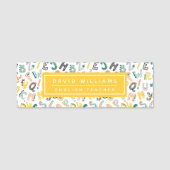 Schattigee dinosaurus alfabet Pattern Custom Teach Naamplaatje (Voorkant)