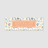 Schattigee dinosaurus alfabet Pattern Custom Teach Naamplaatje (Voorkant)