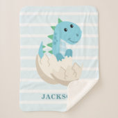 Schattigee Dinosaurus Baby Boy Gepersonaliseerd Sherpa Deken (Voorkant)