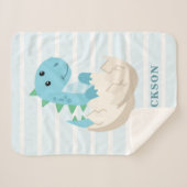 Schattigee Dinosaurus Baby Boy Gepersonaliseerd Sherpa Deken (Voorkant (horizontaal))