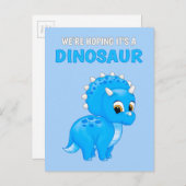 Schattigee Dinosaurus Baby Boy Zwangerschapsaankon Aankondigingskaart (Voorkant / Achterkant)