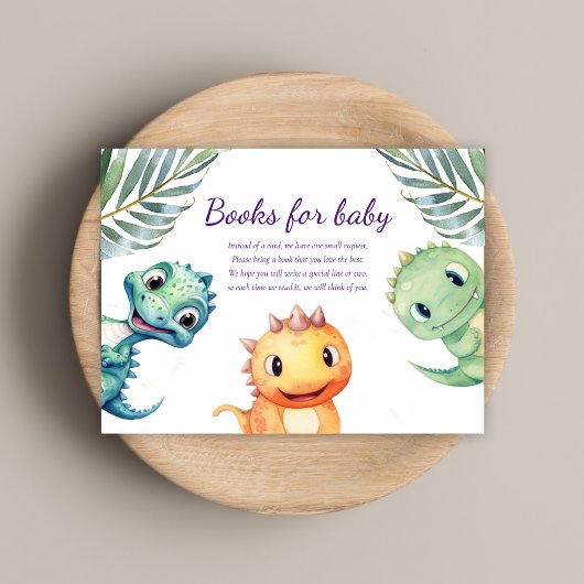 Schattigee dinosaurus Baby shower boeken voor Baby Informatiekaartje