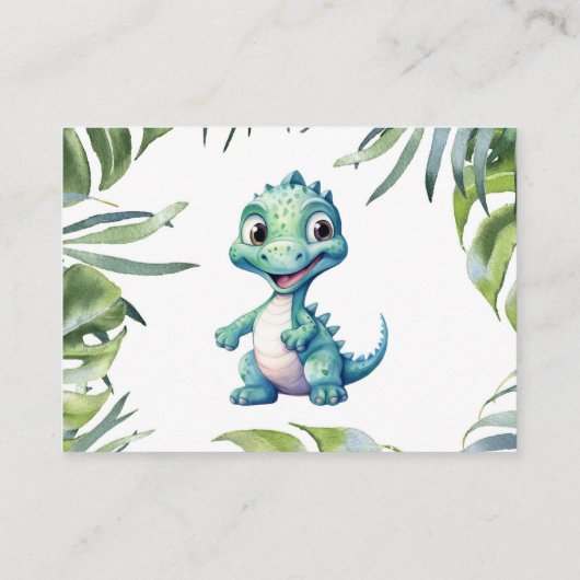 Schattigee dinosaurus Baby shower boeken voor Baby Informatiekaartje (Achterkant)