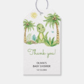 Schattigee dinosaurus Baby shower dank u Cadeaulabel (Voorkant)