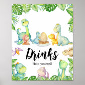 Schattigee Dinosaurus Baby shower Drinken Poster (Voorkant)