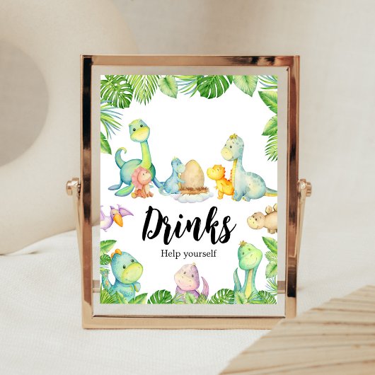 Schattigee Dinosaurus Baby shower Drinken Poster