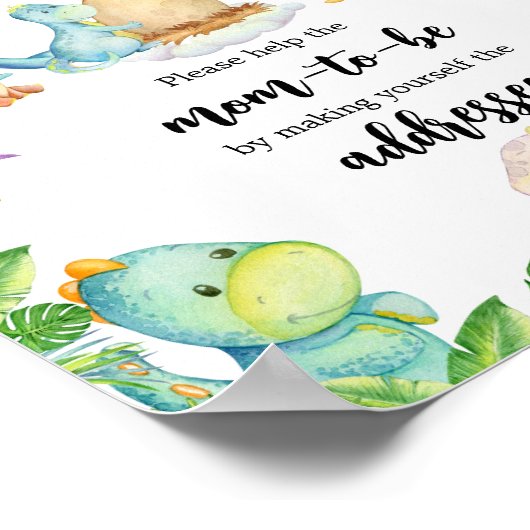 Schattigee Dinosaurus Baby shower Envelope Station Poster (Hoek)