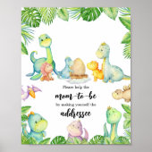 Schattigee Dinosaurus Baby shower Envelope Station Poster (Voorkant)