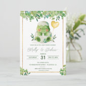 Schattigee dinosaurus Baby shower groen dino uitno Kaart (Staand voorkant)
