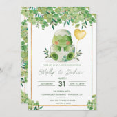 Schattigee dinosaurus Baby shower groen dino uitno Kaart (Voorkant / Achterkant)