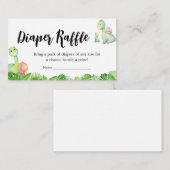 Schattigee Dinosaurus Baby shower Luier Raffle Informatiekaartje (Voorkant / Achterkant)