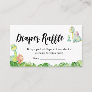 Schattigee Dinosaurus Baby shower Luier Raffle Informatiekaartje