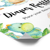 Schattigee Dinosaurus Baby shower Luier Raffle Poster (Hoek)