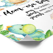 Schattigee Dinosaurus Baby shower Moeder Osa Bar Poster (Hoek)