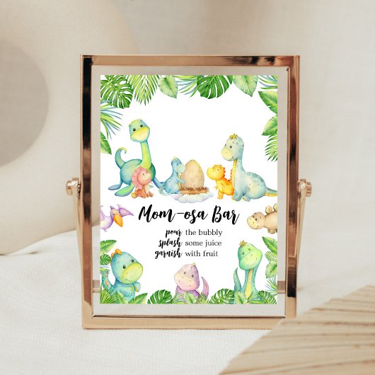 Schattigee Dinosaurus Baby shower Moeder Osa Bar Poster