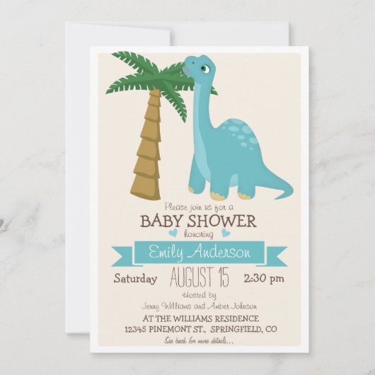 Schattigee dinosaurus Baby shower of Sprinkle Kaart (Voorkant)
