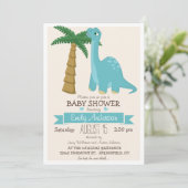 Schattigee dinosaurus Baby shower of Sprinkle Kaart (Staand voorkant)