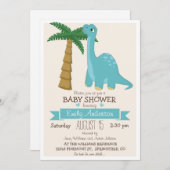 Schattigee dinosaurus Baby shower of Sprinkle Kaart (Voorkant / Achterkant)