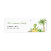 Schattigee Dinosaurus Baby shower retouradres Etiket (Voorkant)