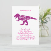 Schattigee dinosaurus Baby shower T-Rex Dino Roze Kaart (Staand voorkant)