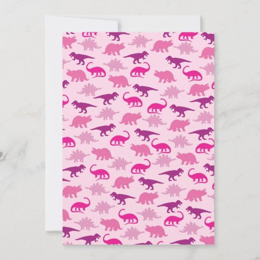 Schattigee dinosaurus Baby shower T-Rex Dino Roze Kaart (Achterkant)