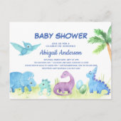 Schattigee Dinosaurus Baby shower Uitnodiging Post (Voorkant)