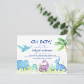 Schattigee Dinosaurus Baby shower Uitnodiging Post (Staand voorkant)