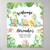 Schattigee Dinosaurus Baby shower Welkom Poster (Voorkant)