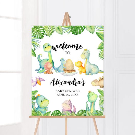 Schattigee Dinosaurus Baby shower Welkom Poster